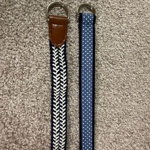 Preppy Coastal Belt Bundle – Navy Polka Dot & Braided D-Ring Belts